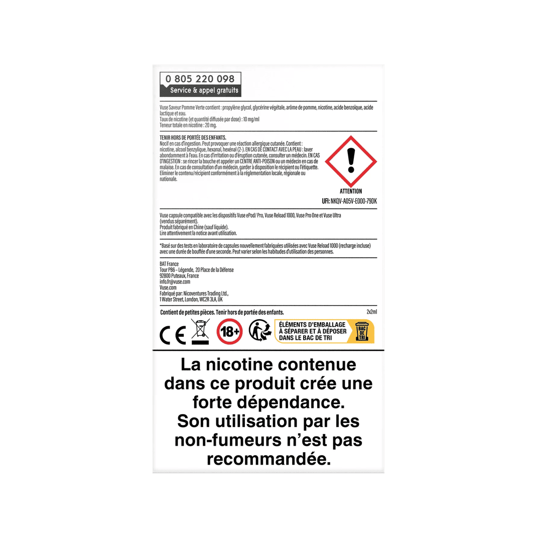 Recharge Gamme Intense Saveur Pomme Verte