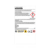Étiquette blanche avec texte noir et symboles de sécurité : losange de danger rouge, marque CE, symbole de recyclage, "18+", poubelle barrée. Informations de sécurité en français pour VUSE Recharges Gamme Intense Saveur Açai Cassis Ice (capsules de nicotine).