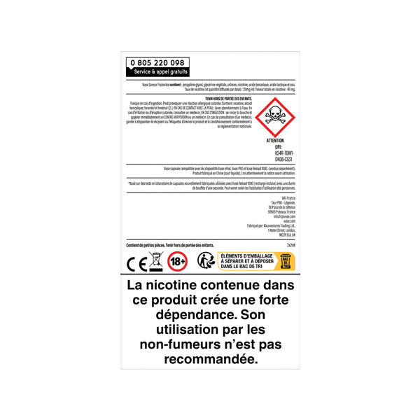 Recharge Gamme Intense Saveur Fraise Ice