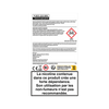Une étiquette d'avertissement française pour Recharge Gamme Classique Saveur Blend Doré de VUSE affiche un symbole de danger de tête de mort et avertit que la nicotine provoque une dépendance ; l'utilisation n'est pas recommandée pour les non-fumeurs. Un numéro de téléphone de service figure en haut de l'étiquette.