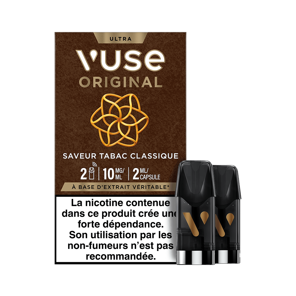 Vuse | Paquet de capsules de vapotage Vuse Original Classic Tobacco comprenant deux capsules de rechange. | Cigarettes Electroniques et Recharges