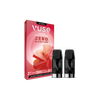 Une boîte à glace rouge VUSE Recharge Gamme Intense Saveur Pastèque est présentée à côté de deux dosettes noires, avec des images de pastèque et un texte mettant en avant 2000 bouffées, zéro nicotine et deux dosettes.