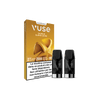 Un pack de vape VUSE Recharge Gamme Classique Saveur Blend Doré avec deux capsules noires est présenté. La boîte dorée et blanche comporte un texte en français, indique 2 dosettes, 2000 bouffées et un avertissement sur la nicotine.