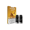 Un paquet de VUSE Recharge Gamme Classique Saveur Blend Doré avec 2 dosettes noires à l'avant. L'emballage indique 2 dosettes, 2000 bouffées par dosette, un taux de nicotine de 20mg, et un avertissement de nicotine en français. Idéal pour une pause au café.