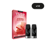Recharge Gamme Intense Saveur Pastèque Ice VUSE - paquet de 2 capsules devant une boîte rouge indiquant la saveur, les détails du produit et une étiquette "10" en haut à droite.