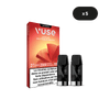 Un paquet de dosettes VUSE Recharges Gamme Intense Saveur Pastèque Melon avec deux dosettes de vapotage à l'avant ; la boîte de 5 pièces affiche un symbole x5, un avertissement sanitaire français, 10 mg/ml de nicotine, et "capsules Pastèque Melon".