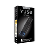 Une Vuse Ultra Batterie de la marque VUSE, noire et élégante, dans son emballage marqué du logo VUSE, du nom "Vuse Ultra Batterie" et des infos de compatibilité en français et anglais sur un fond sombre.